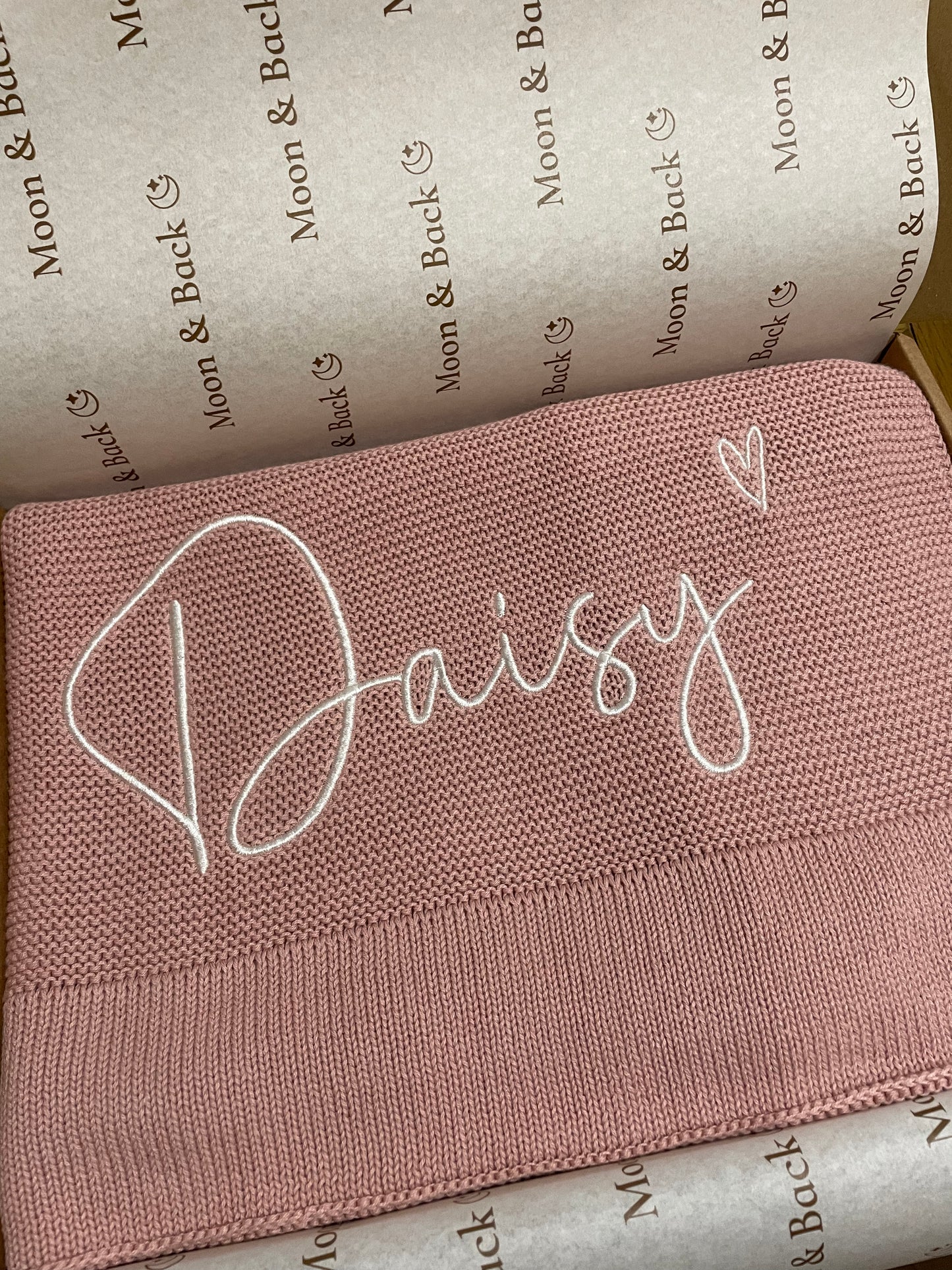 Dusty Pink Personalised Baby Knit Blanket